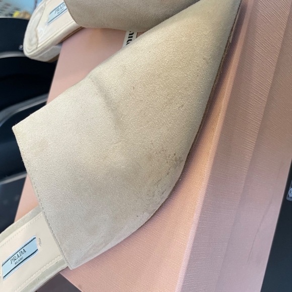 Prada Beige Suede Pointed Toe Mule Slide Size 40 - Picture 4 of 6